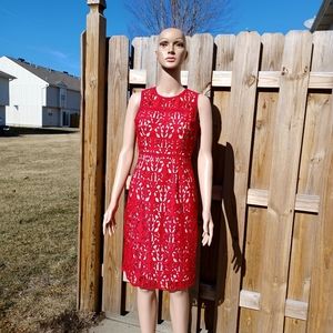 Worthington Women's Sleeveless Dress Lace Red Size 4